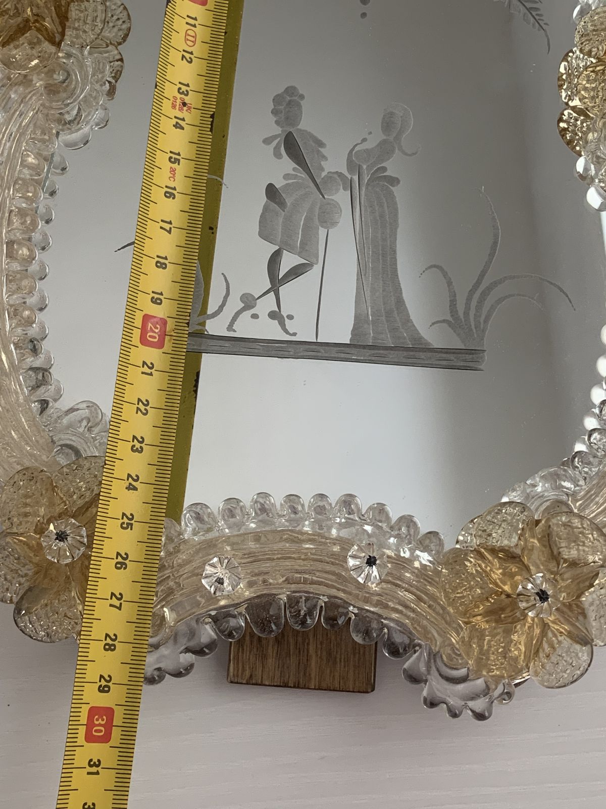 Transparent And Gold Murano Glass Photo Frame With Flowers. photo buy