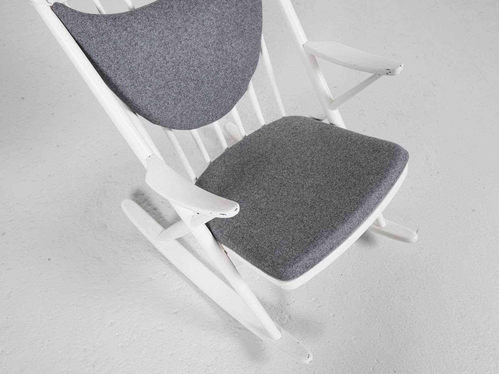 Midcentury Danish White Rocking Chair By Frank Reenskaug For Bramin 1960s photo 1248.0