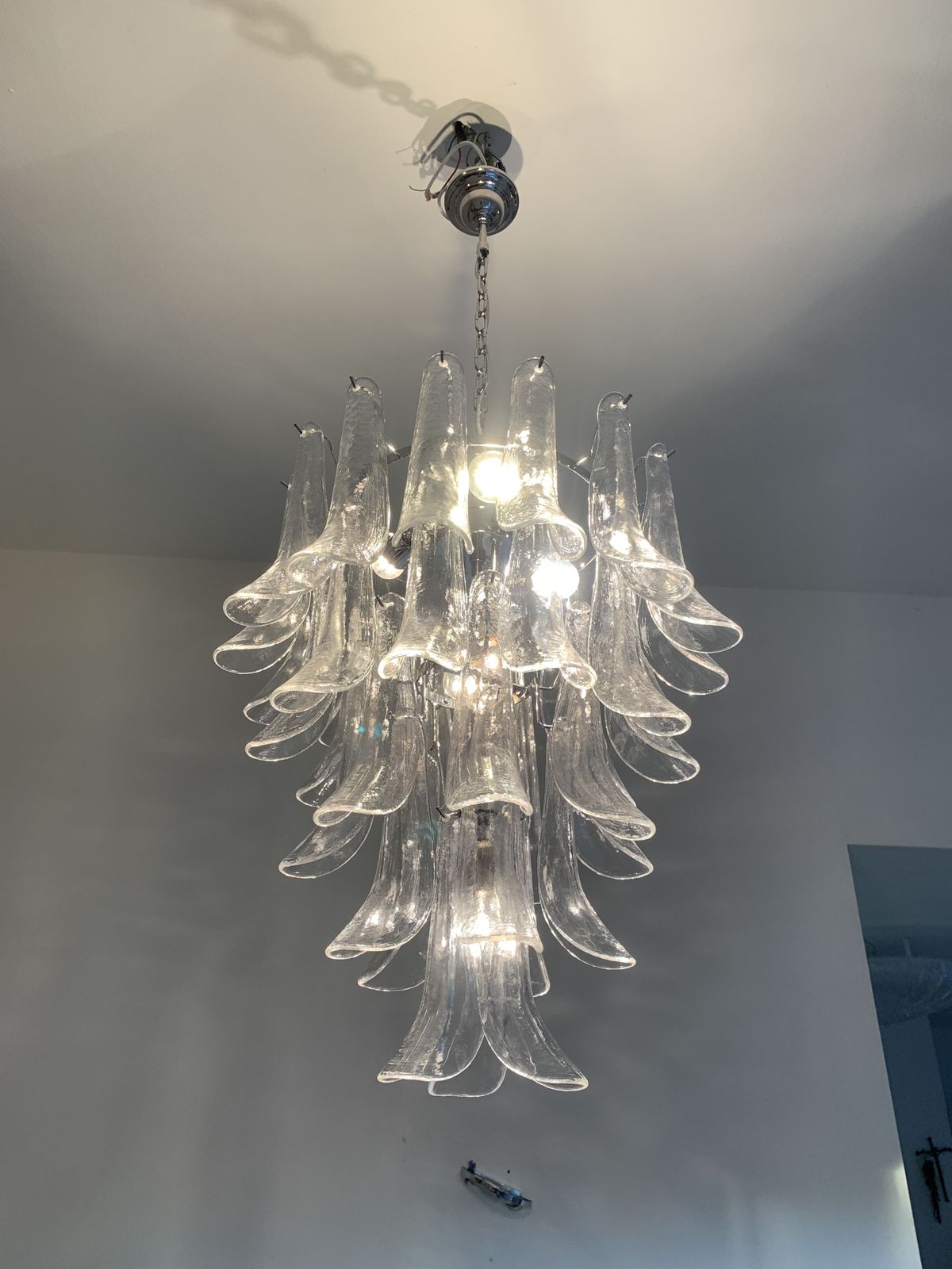 Contemporary Murano Glass "Sella" Chandelier With A Kromo Metal Frame photo vinterior