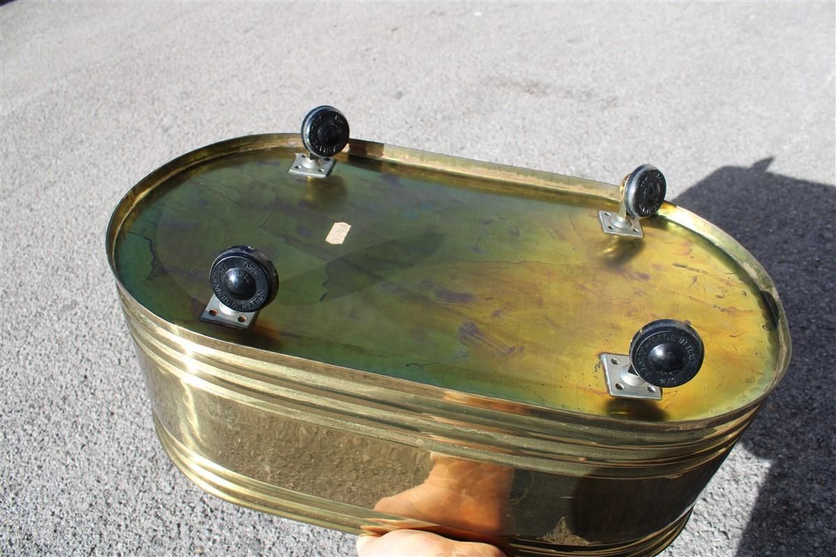 Oval Planter Holder In Solid Brass Italian Design 1970s Cachepot Jardiniere photo 791.0