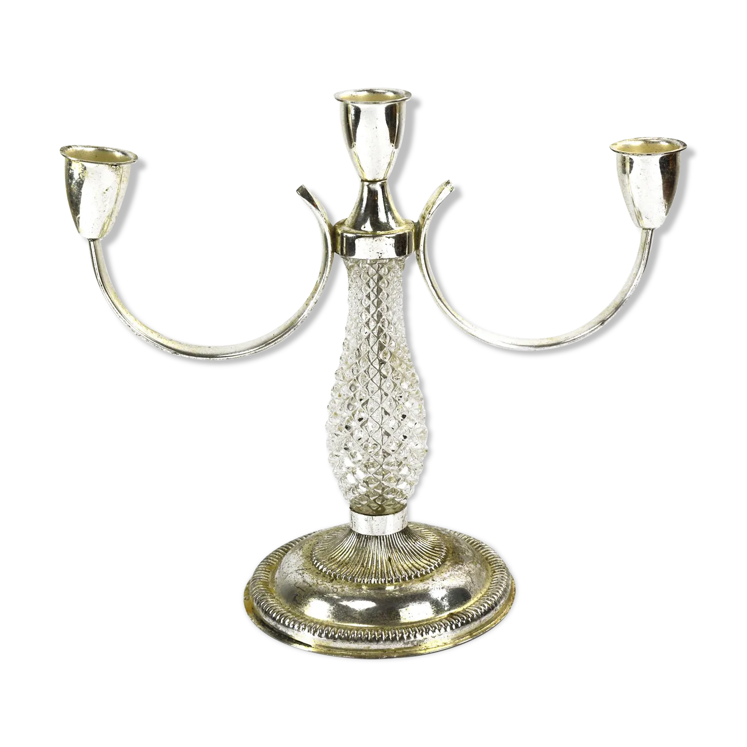 Three Point Plated Candlestick From The 1970s, La Pierre, France