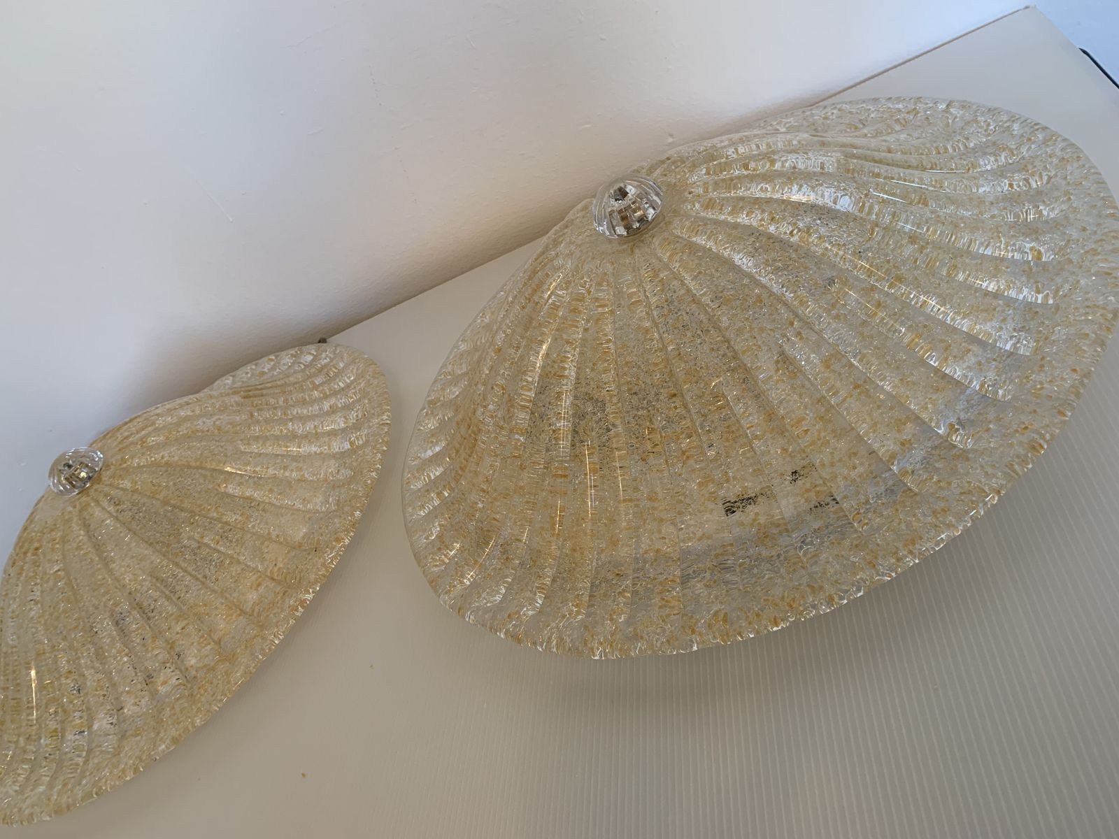 Lot Of 2 Impressive Murano Glass Sputnik Chandelier Flush Mount Like Mazzega Zuccheri Venini Barovier Style photo furniture