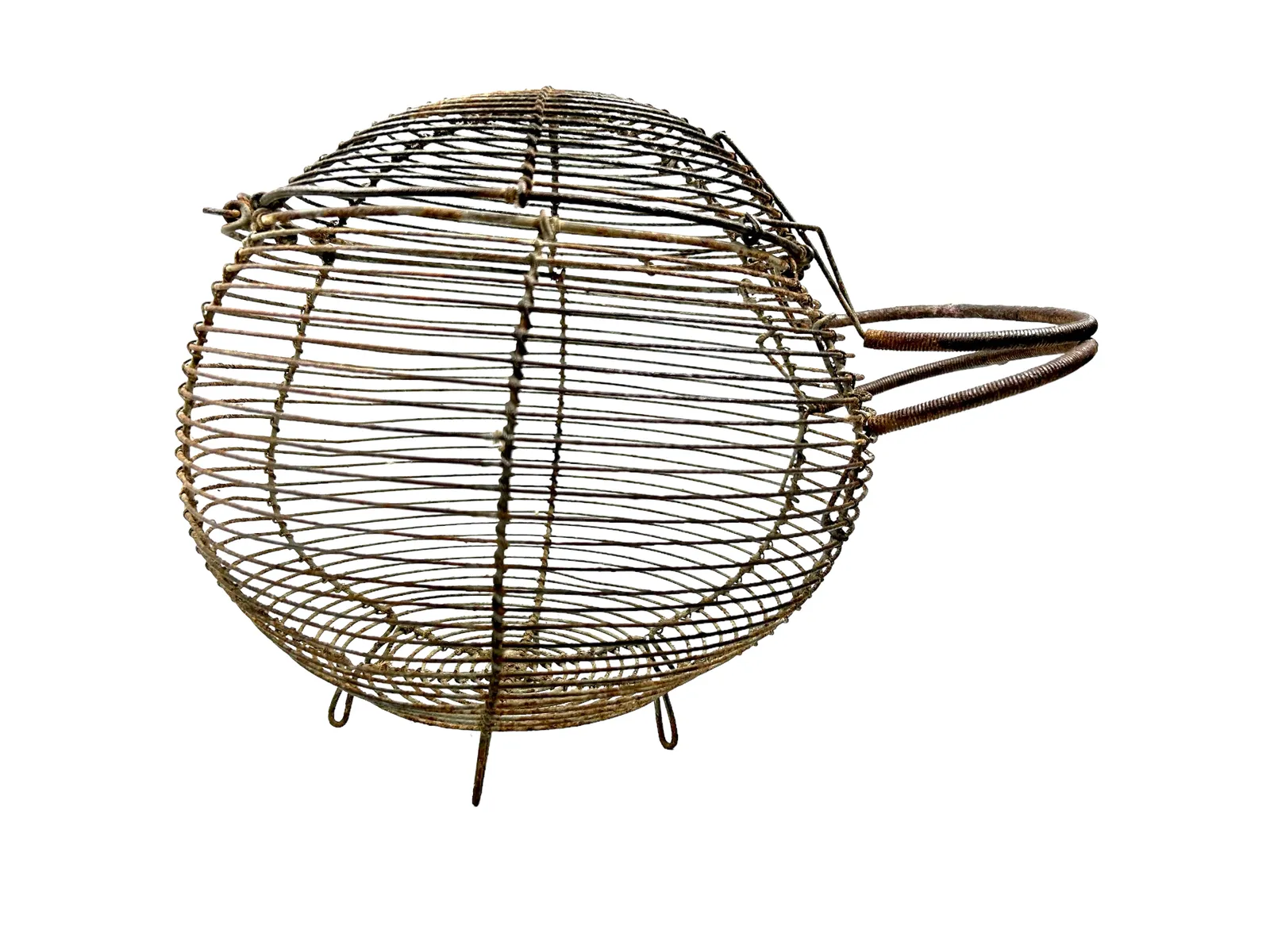 Very Rare Large Antique French Wire Egg Basket With Lid, Circa 1940