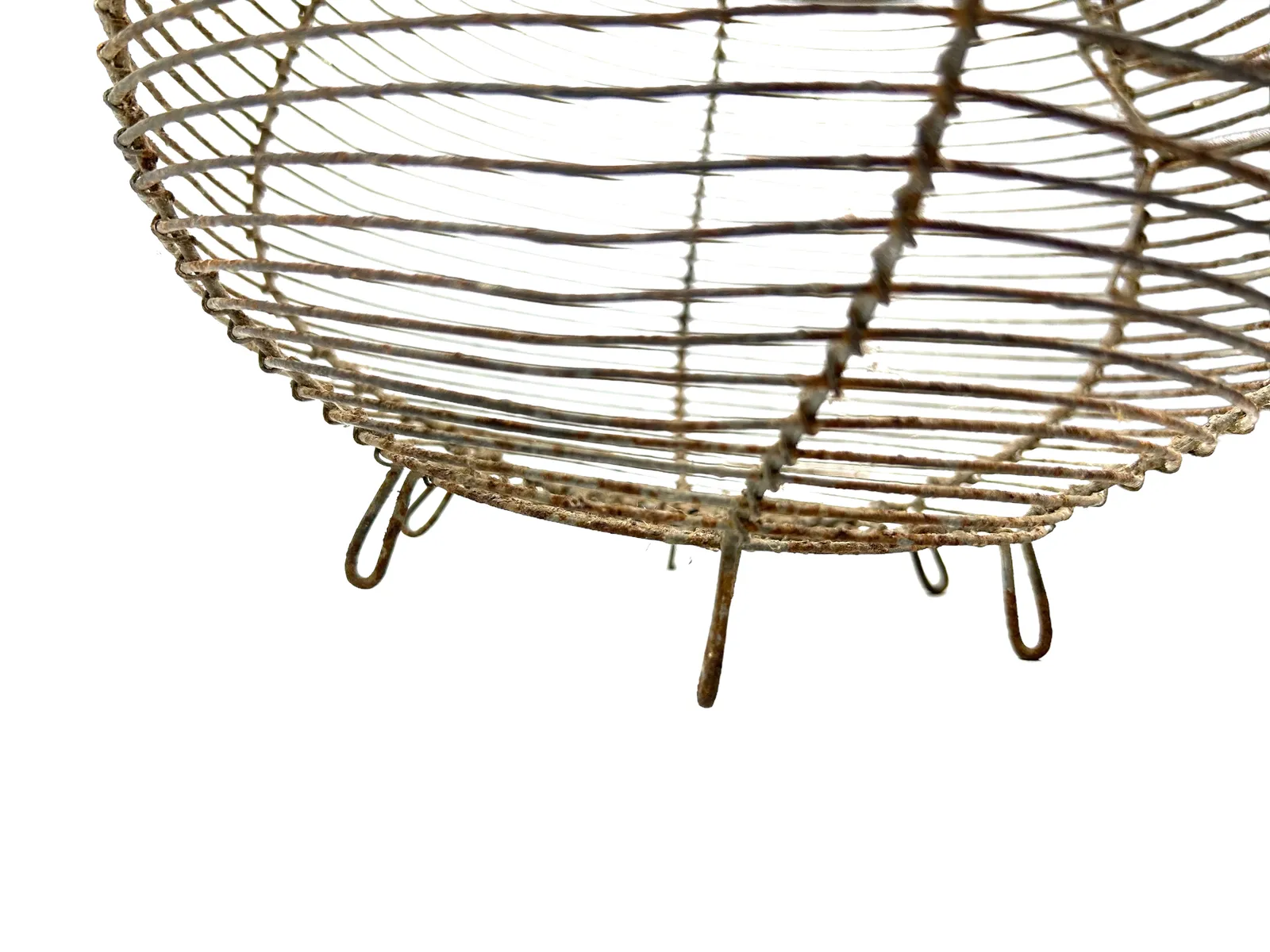 Very Rare Large Antique French Wire Egg Basket With Lid, Circa 1940 photo for sale