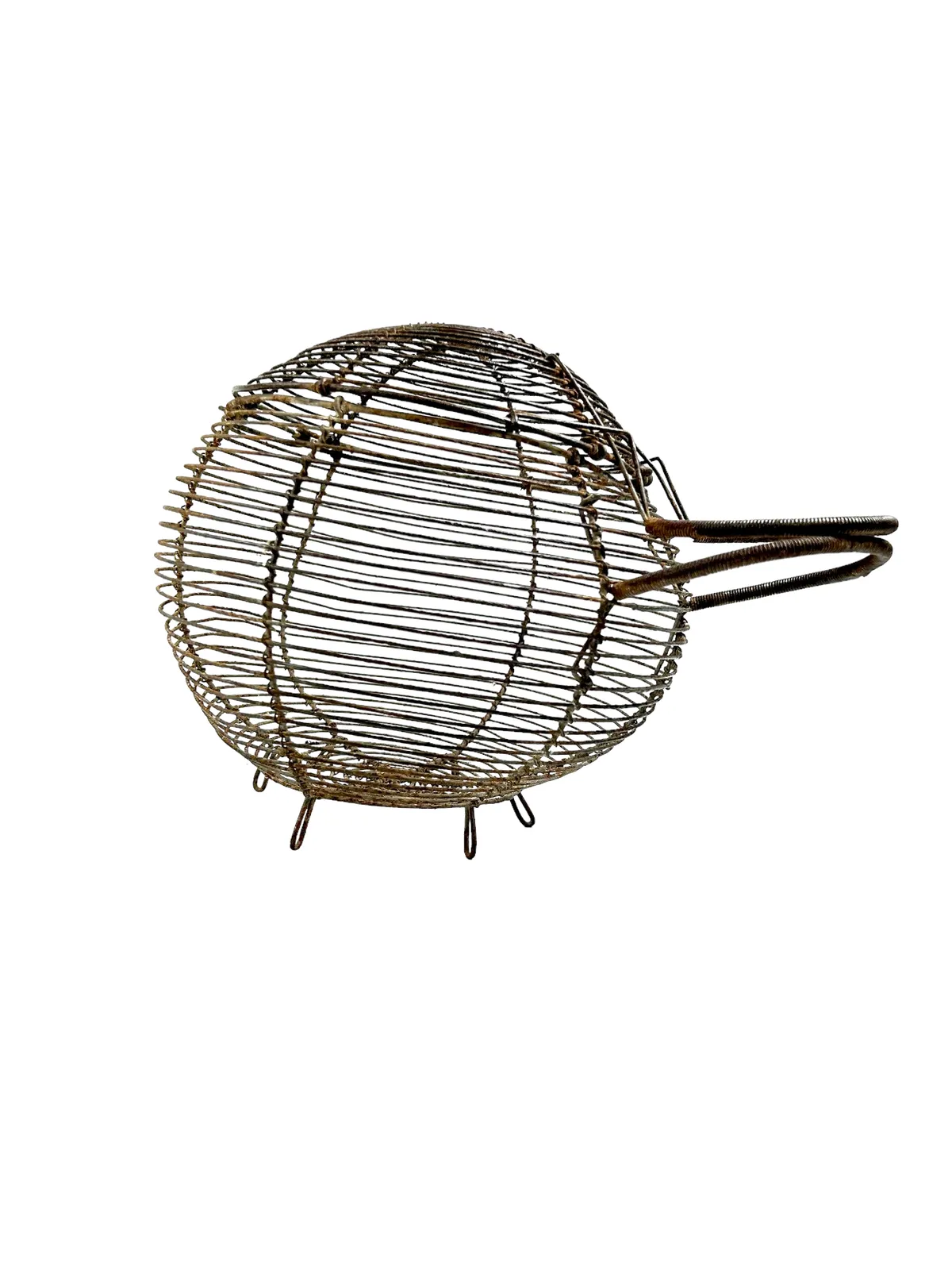 Very Rare Large Antique French Wire Egg Basket With Lid, Circa 1940 photo 125.0