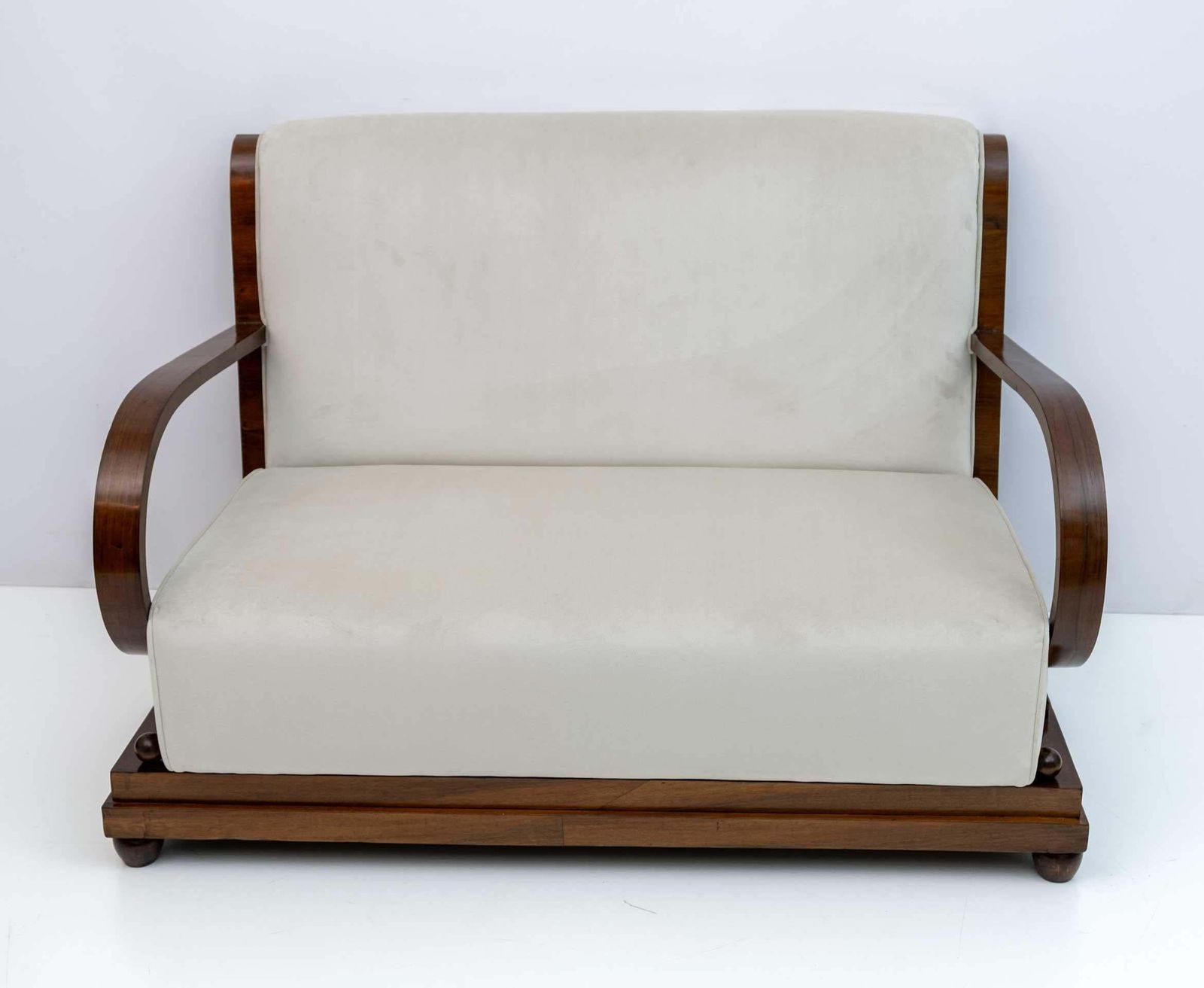 Art Dèco Italian Walnut And Velvet Sofa, 1920s photo furniture