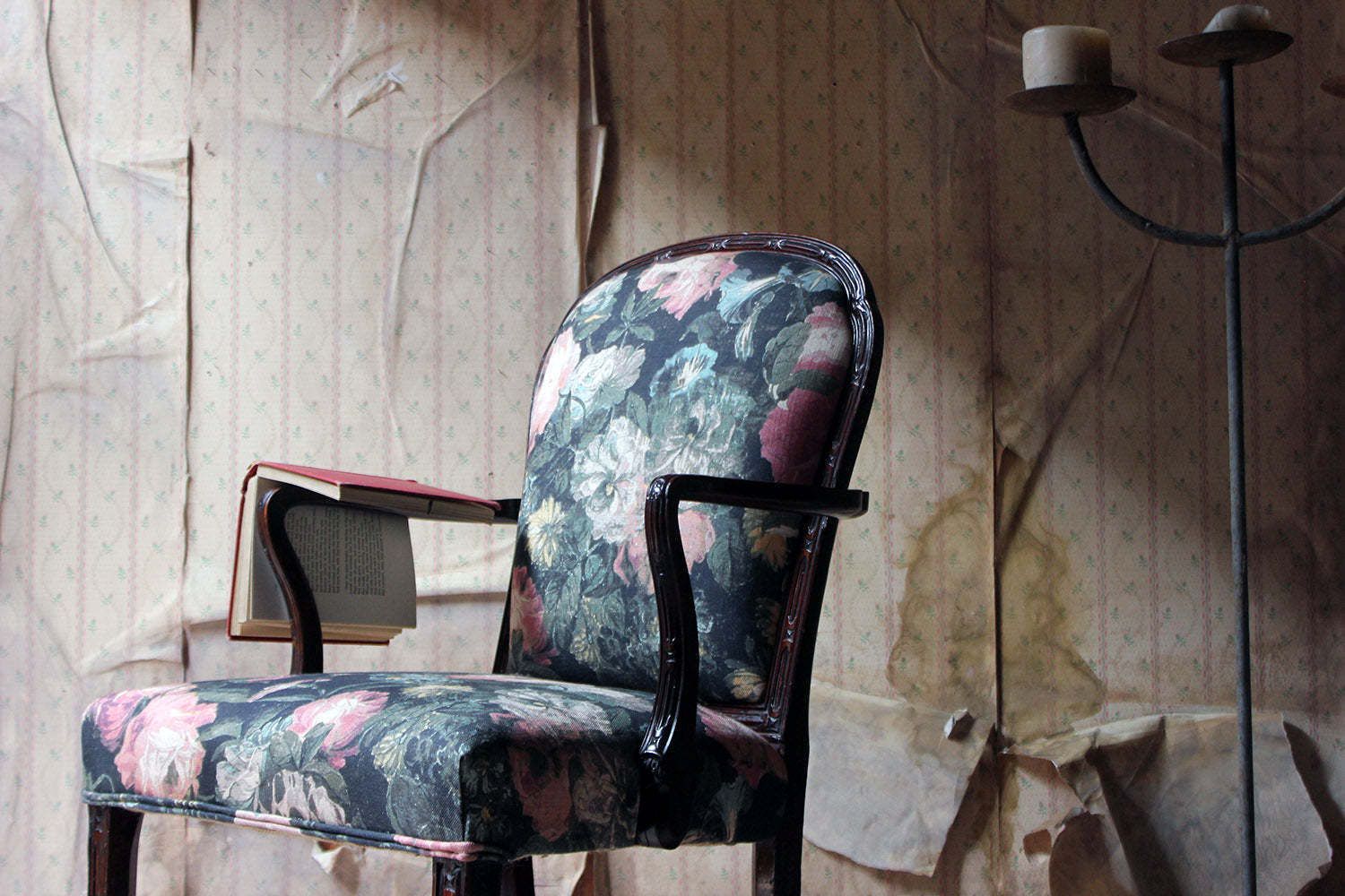 A George III Chinese Chippendale Mahogany & Upholstered Open Armchair C.1780 photo furniture