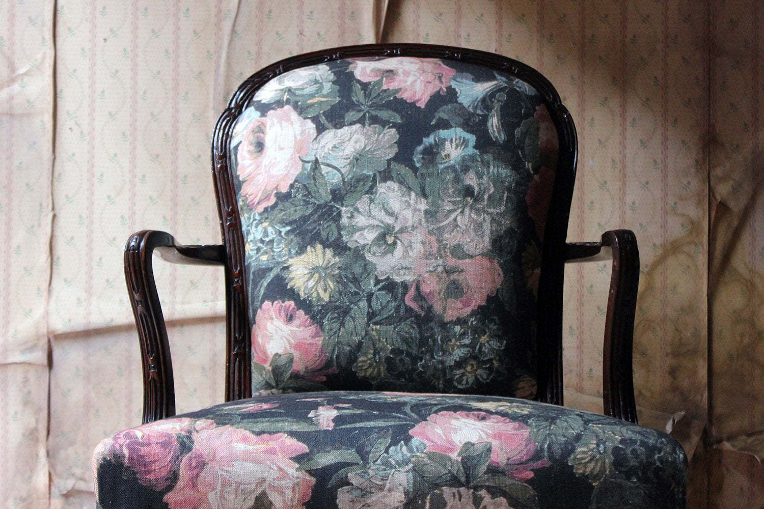 A George III Chinese Chippendale Mahogany & Upholstered Open Armchair C.1780 photo Furniture