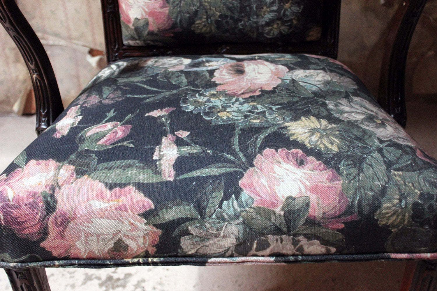 photo furniture A George III Chinese Chippendale Mahogany & Upholstered Open Armchair C.1780