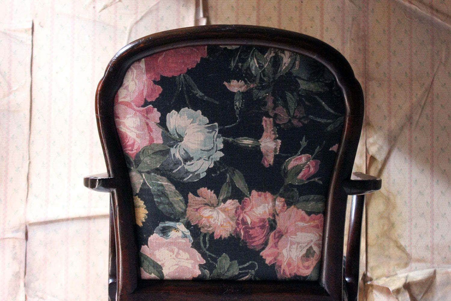 photo for sale A George III Chinese Chippendale Mahogany & Upholstered Open Armchair C.1780