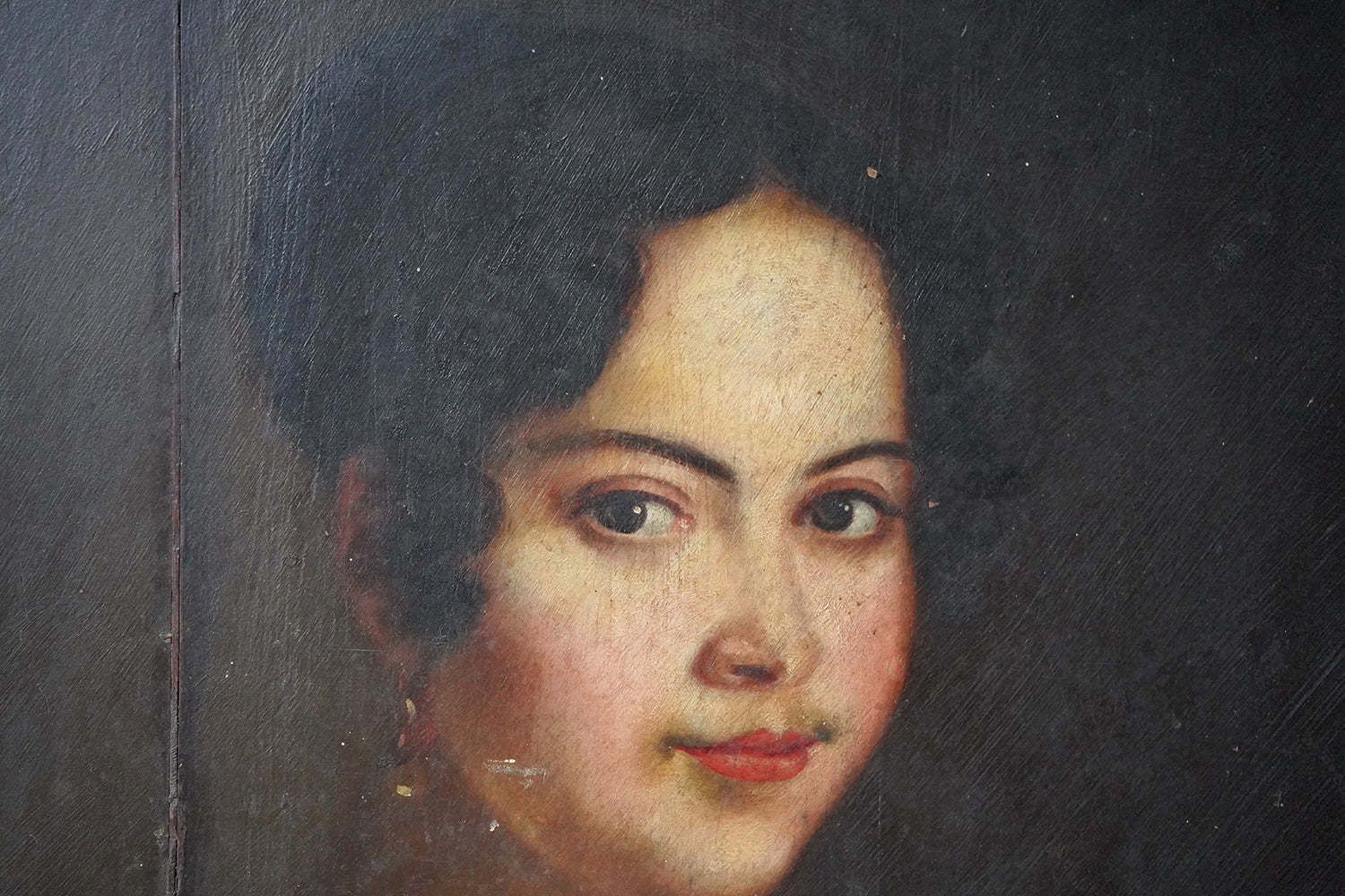 Art An Early 19thc French School Oil On Board Portrait Of A Lady C.1830 photo