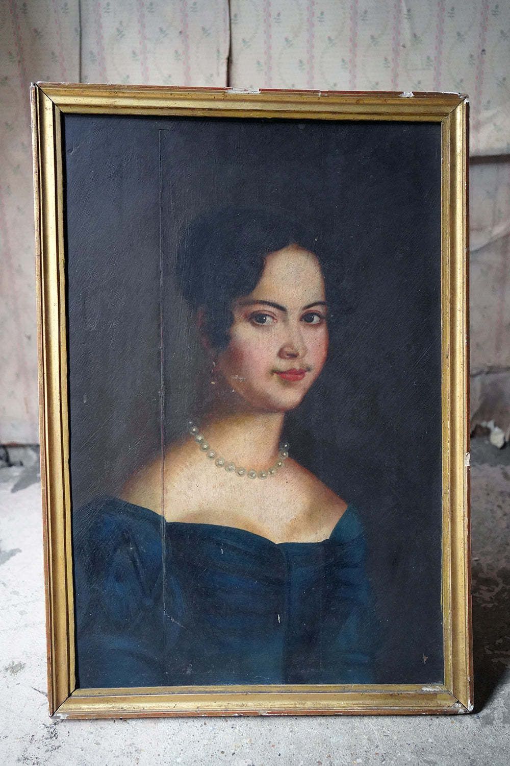 photo vinterior An Early 19thc French School Oil On Board Portrait Of A Lady C.1830