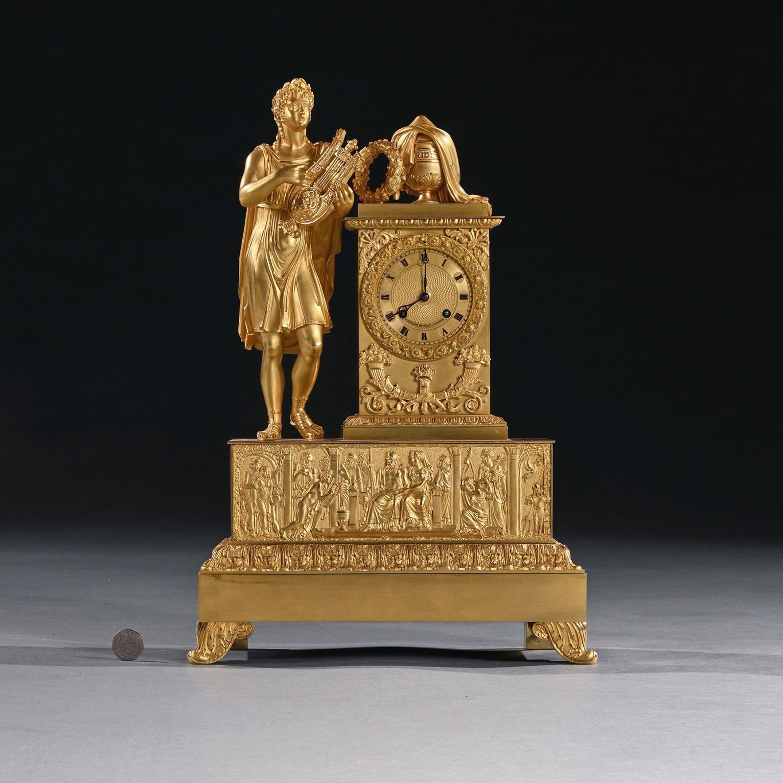 Large French Empire Period Gilt Bronze Figural Mantel Clock Of Exceptional Quality photo 5450.0