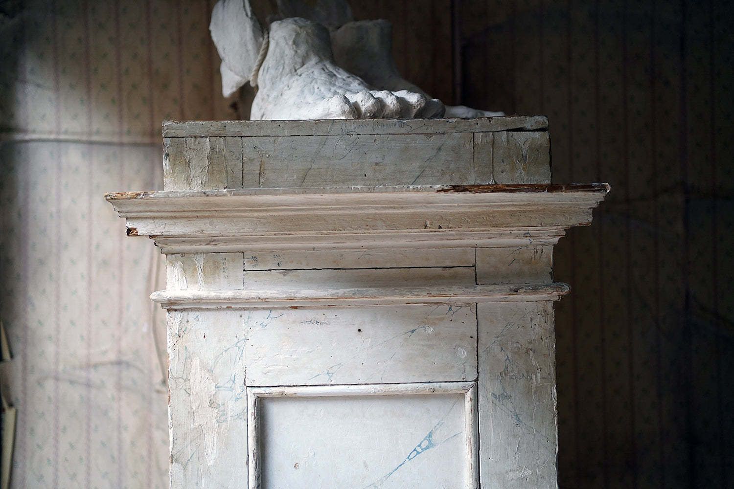 A Large 19thc Italian Faux Marble Painted Pine Pedestal Cupboard photo furniture