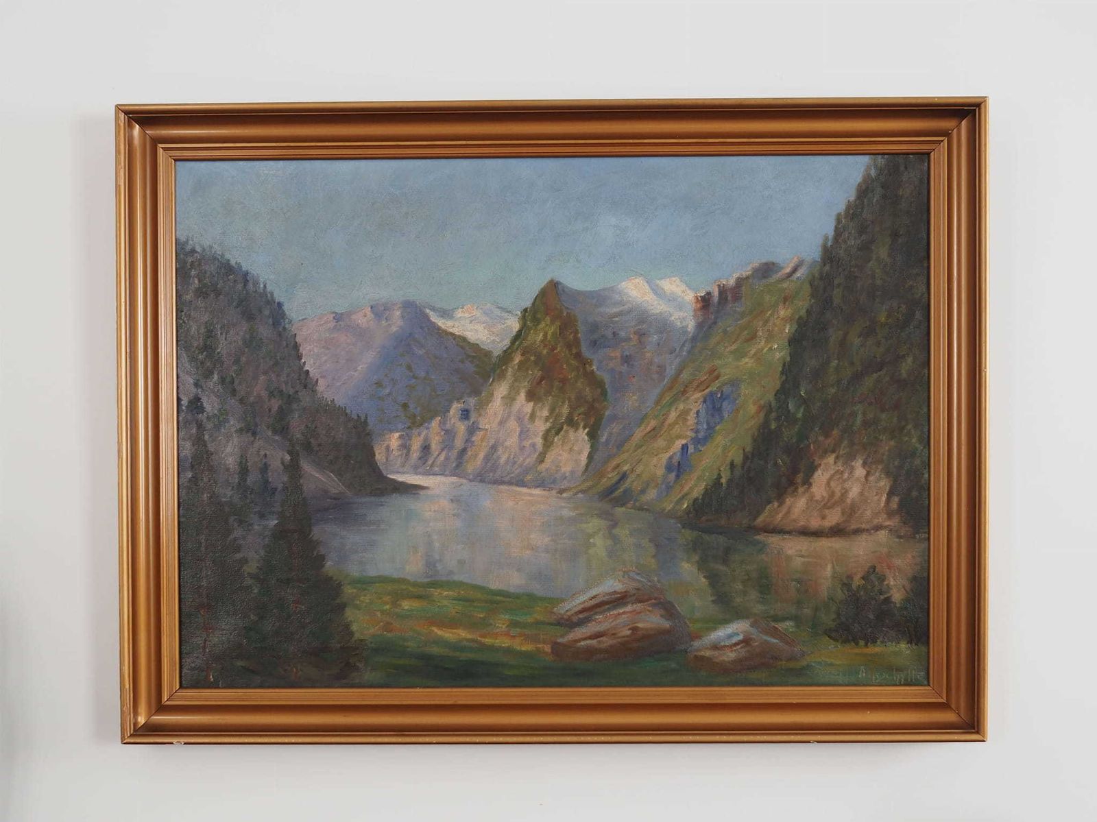 Painting "The River In The Mountains”, Scandinavian Design, 1970s photo Art