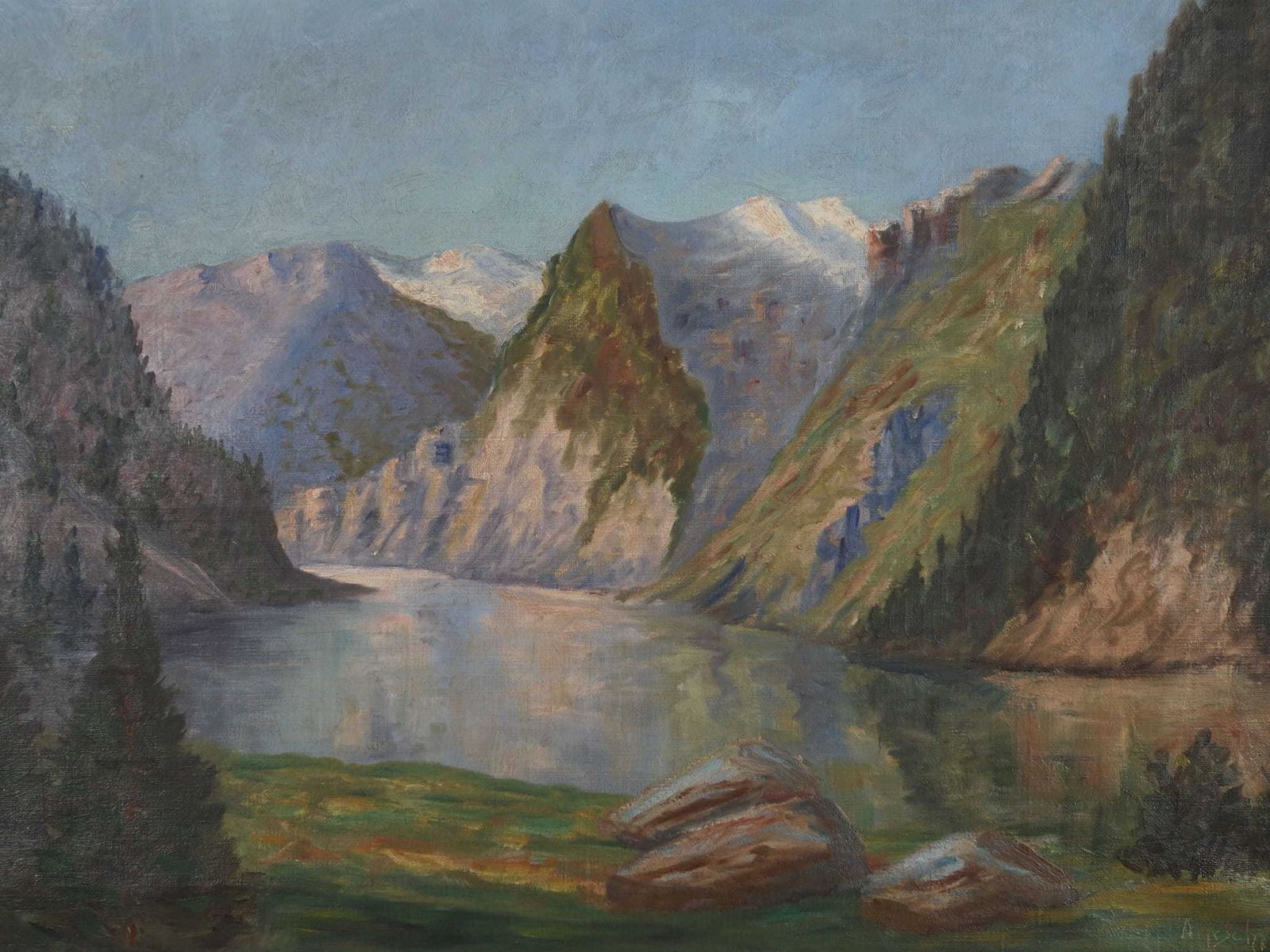 Painting "The River In The Mountains”, Scandinavian Design, 1970s photo 559.0