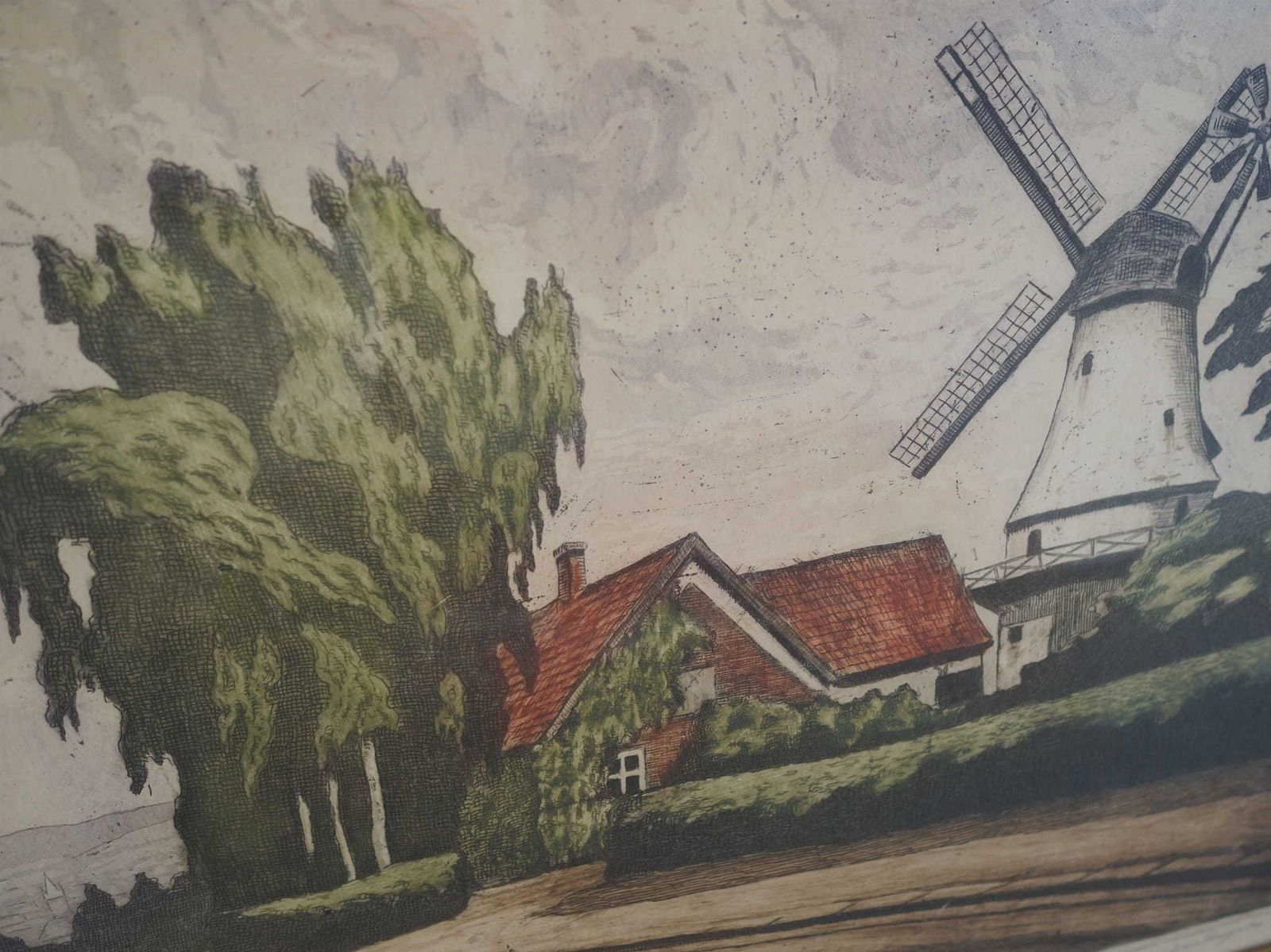 Painting „The Windmill”, Scandinavian Design, 1970s photo 459.0