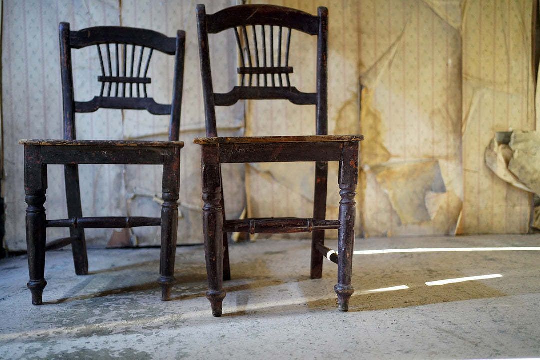 A Pair Of 19thc Irish Provincial Painted Side Chairs C.1840 photo vintage