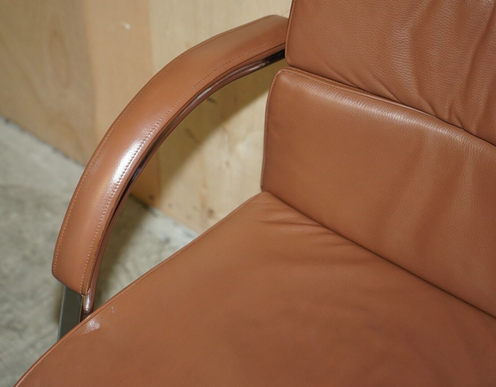 photo furniture William Hands Orion Sofa Tan Brown Leather Office Captains Armchair