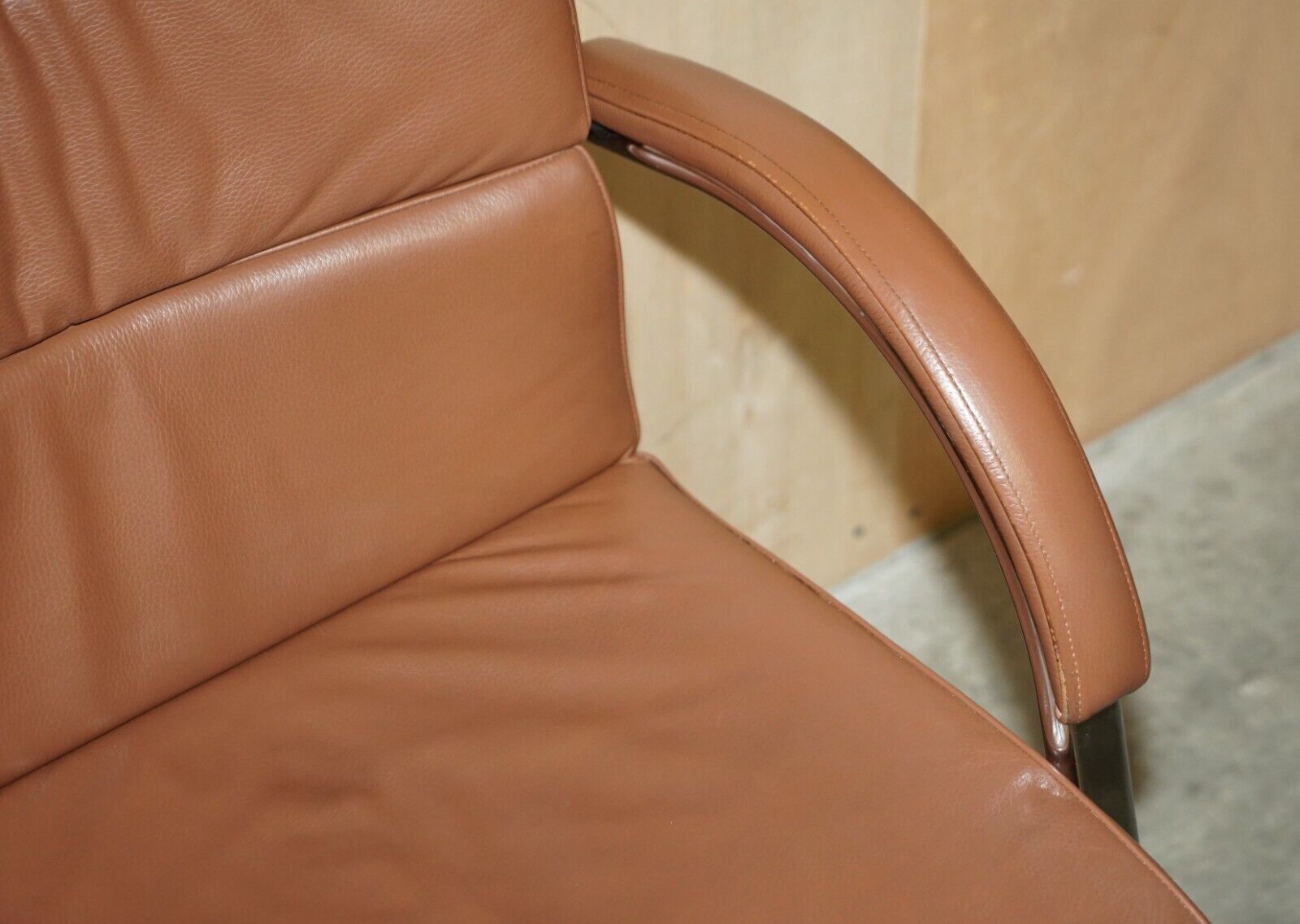 photo for sale William Hands Orion Sofa Tan Brown Leather Office Captains Armchair