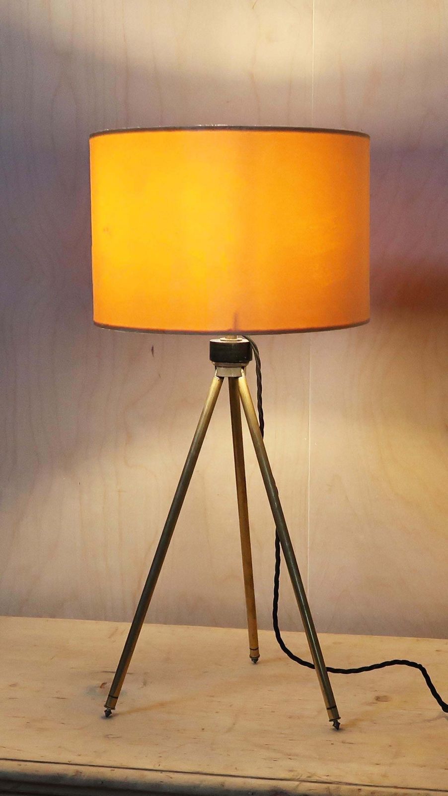 Midcentury Brass Telescopic Tripod Table Lamp photo furniture