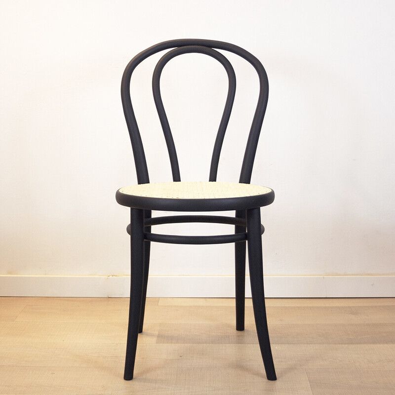 Vintage Bentwood And Woven Rattan Chair, Czechoslovakia 1960s photo furniture