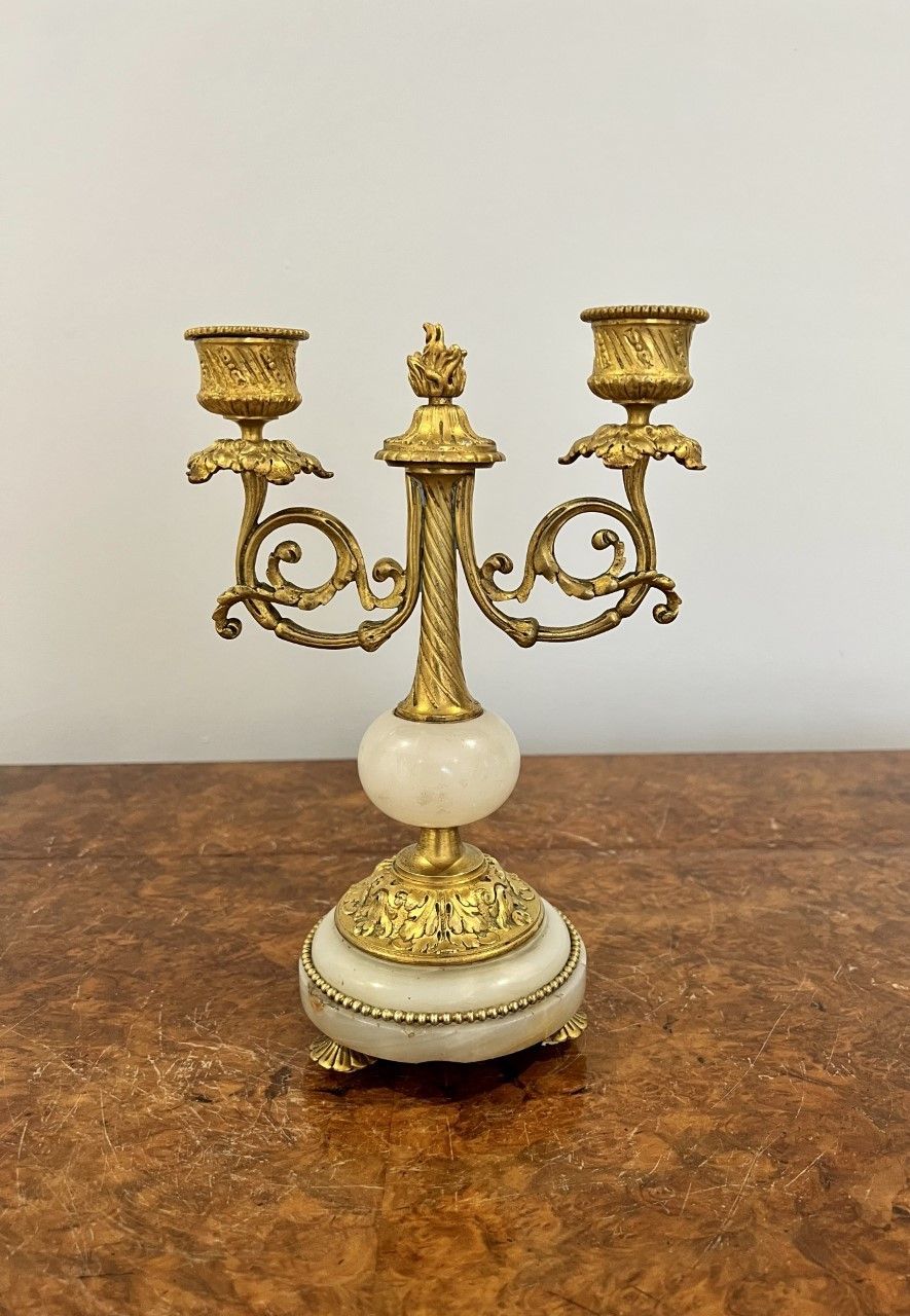 Pair Of Victorian Quality Ormolu And Marble Candelabras photo for sale