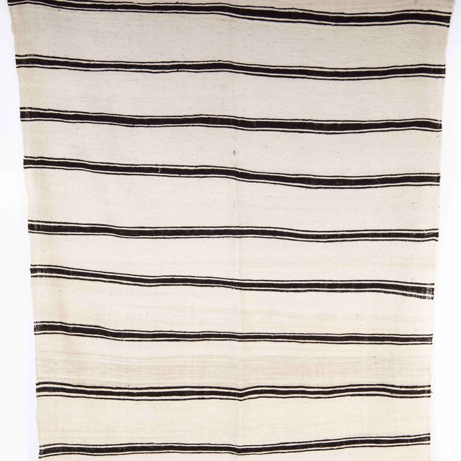 Vintage Berber Black Monochrome Stripe Hanbel Rug photo for sale