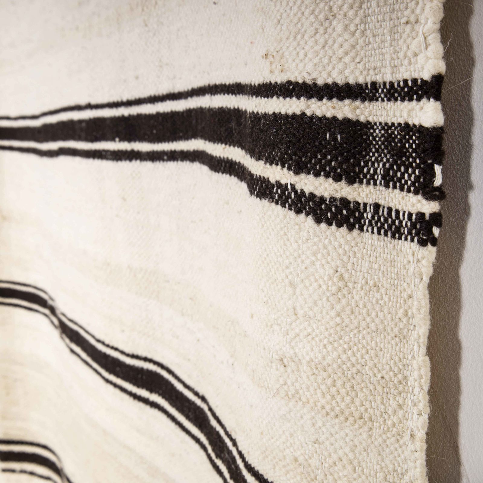 Vintage Berber Black Monochrome Stripe Hanbel Rug photo buy