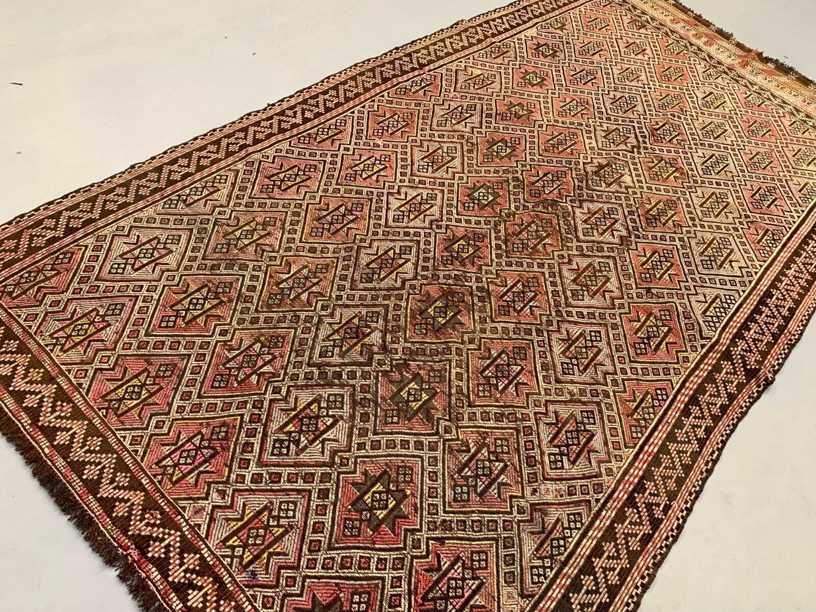 Large Vintage Turkish Kilim Rug 331x165 Cm Wool Jajim Kelim photo for sale