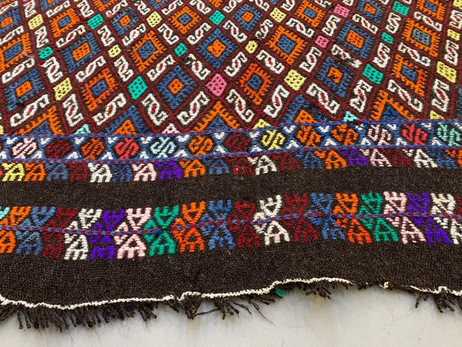 Large Vintage Turkish Kilim Rug 236x175 Cm Wool Jajim Kelim photo vinterior