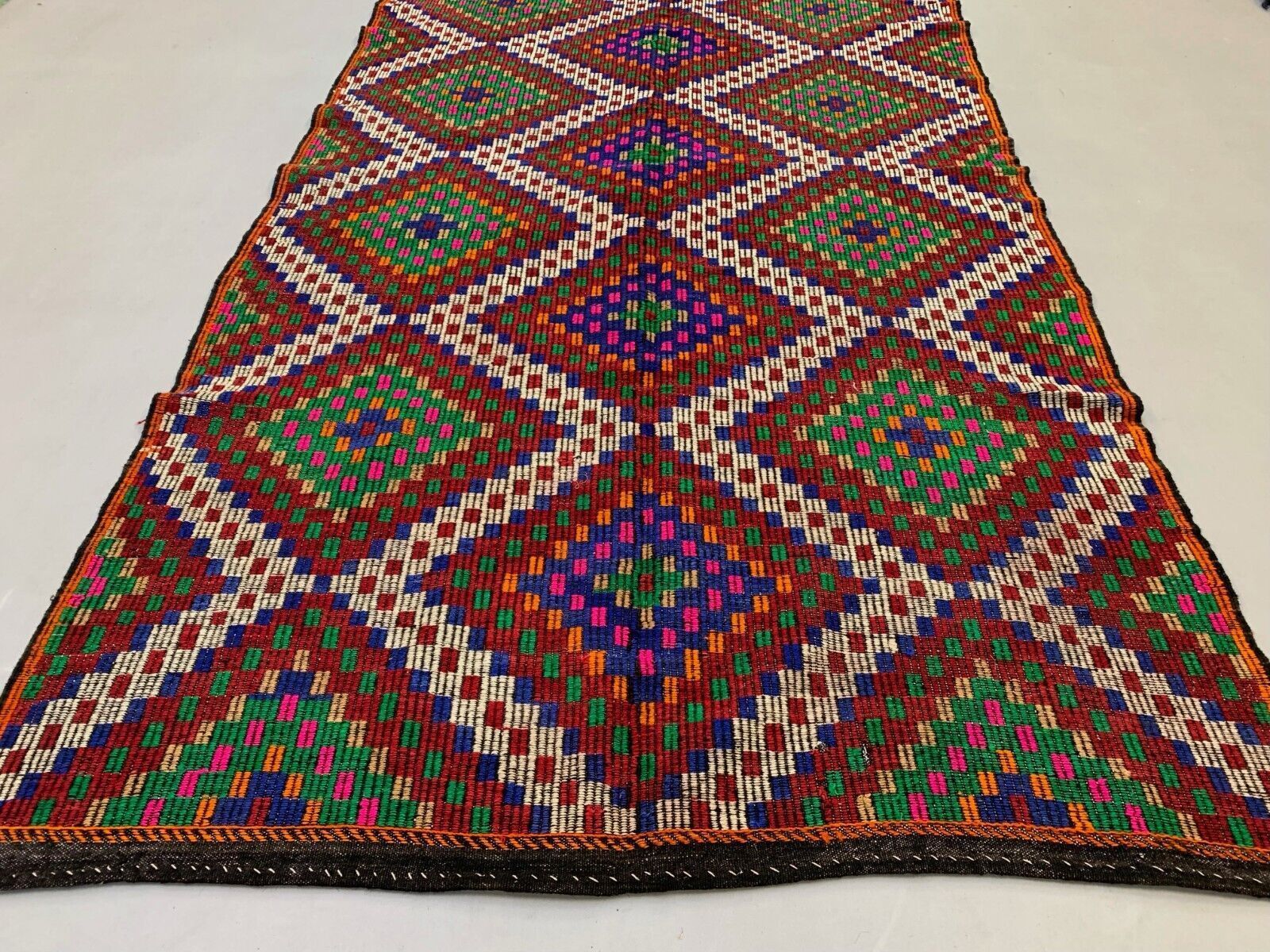 Large Vintage Turkish Kilim Rug 354x178 Cm Wool Jajim Kelim photo for sale