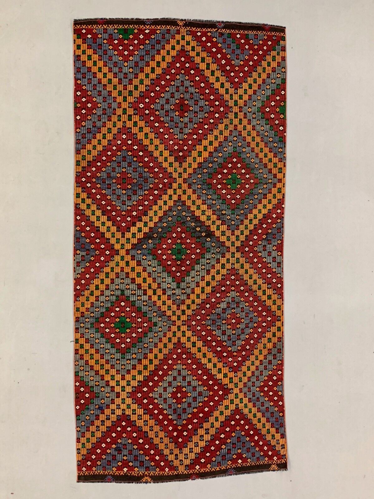 Large Vintage Turkish Kilim Rug 376x172 Cm Wool Jajim Kelim