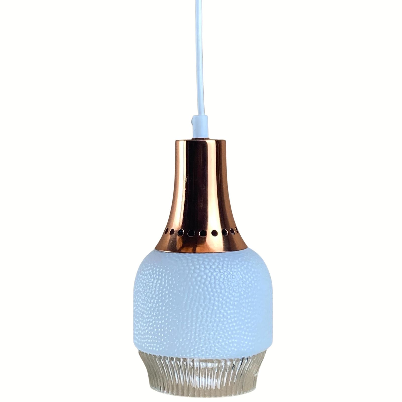 Vintage Space Age Copper And Opaline Hanging Lamp photo Lighting