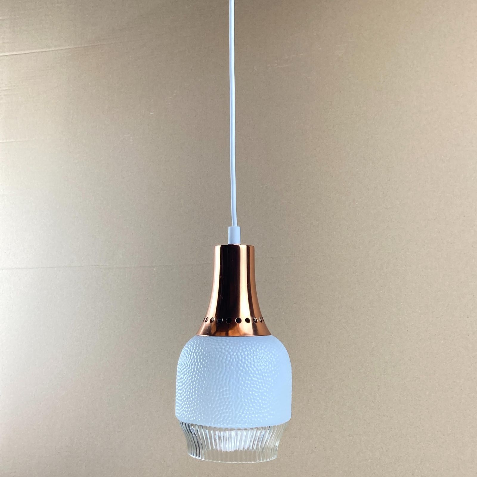 Vintage Space Age Copper And Opaline Hanging Lamp photo buy