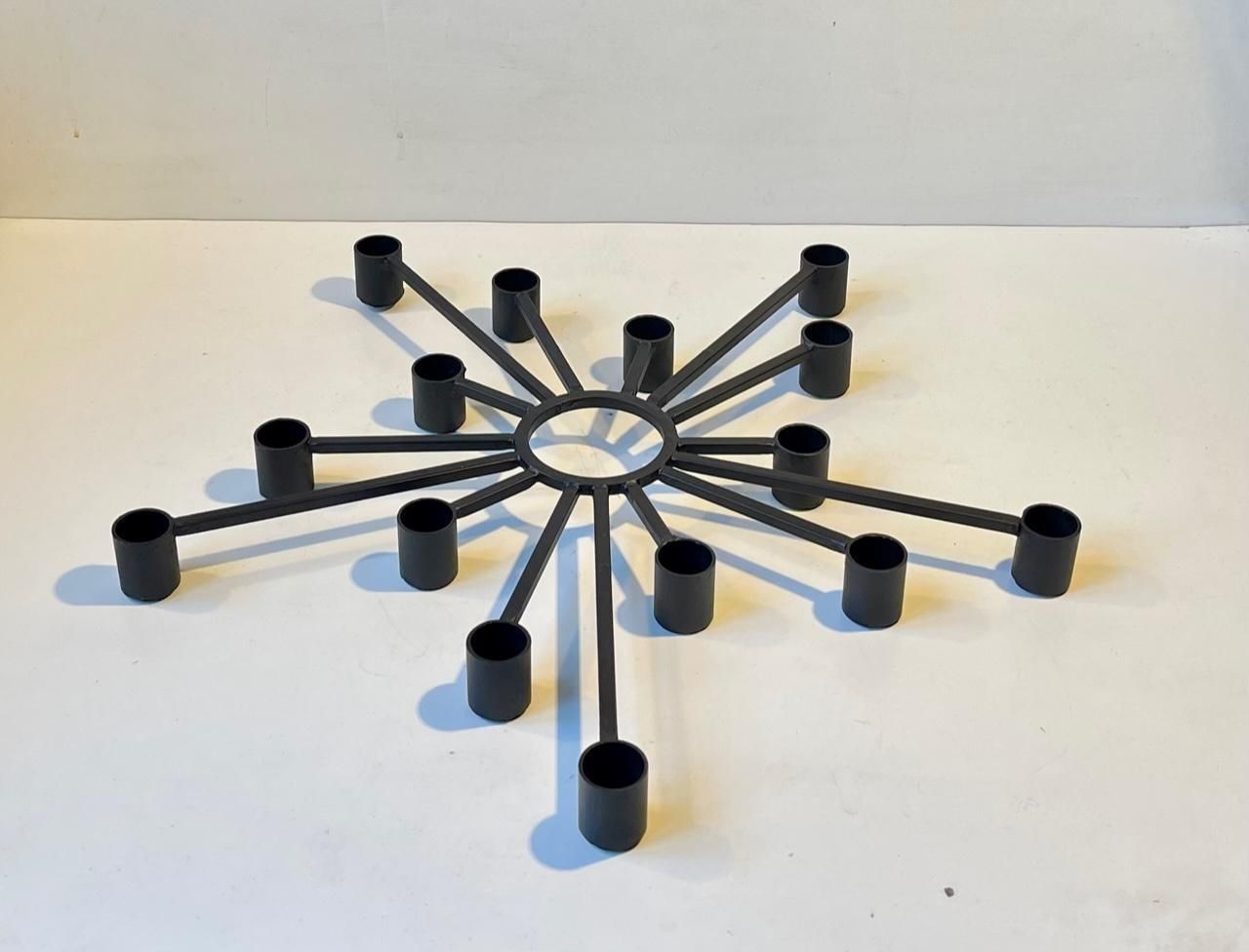Vintage Danish Shooting Star Candleholder In Black Iron, 1970s photo Home Decor
