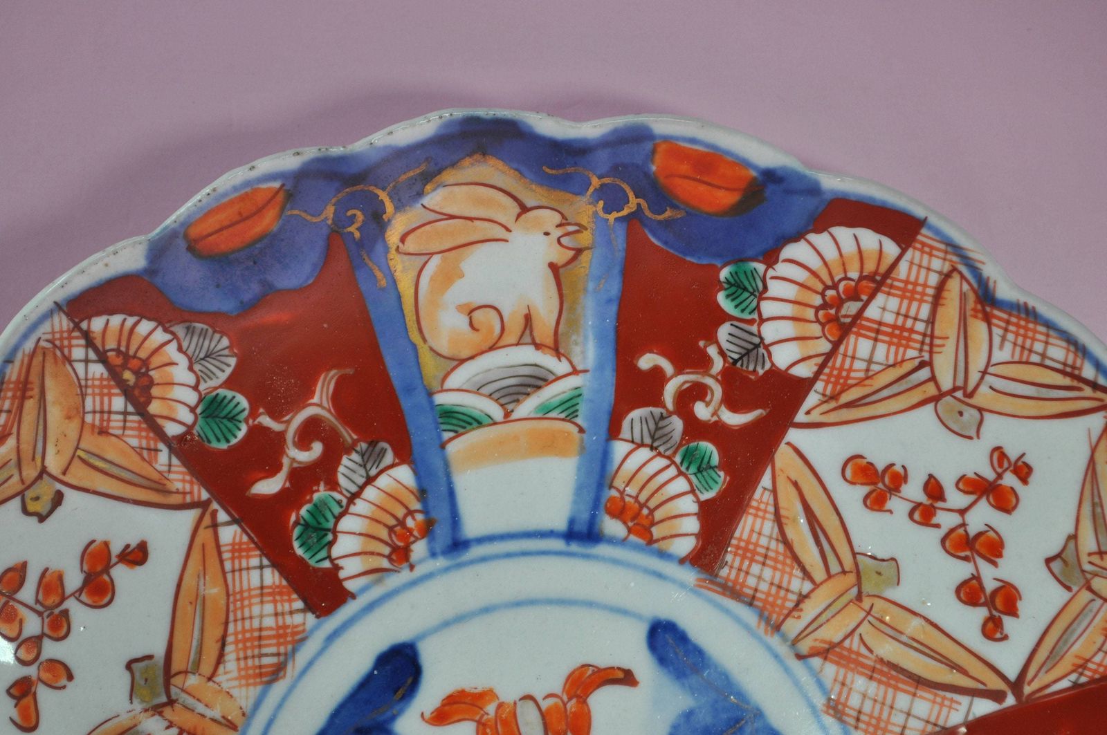 Antique Imari Plate Pair | Meiji Period | Cobalt Blue Red Orange | Japanese Wall Plates | Chinoiserie Maximalist Decor | 19th Century photo vinterior