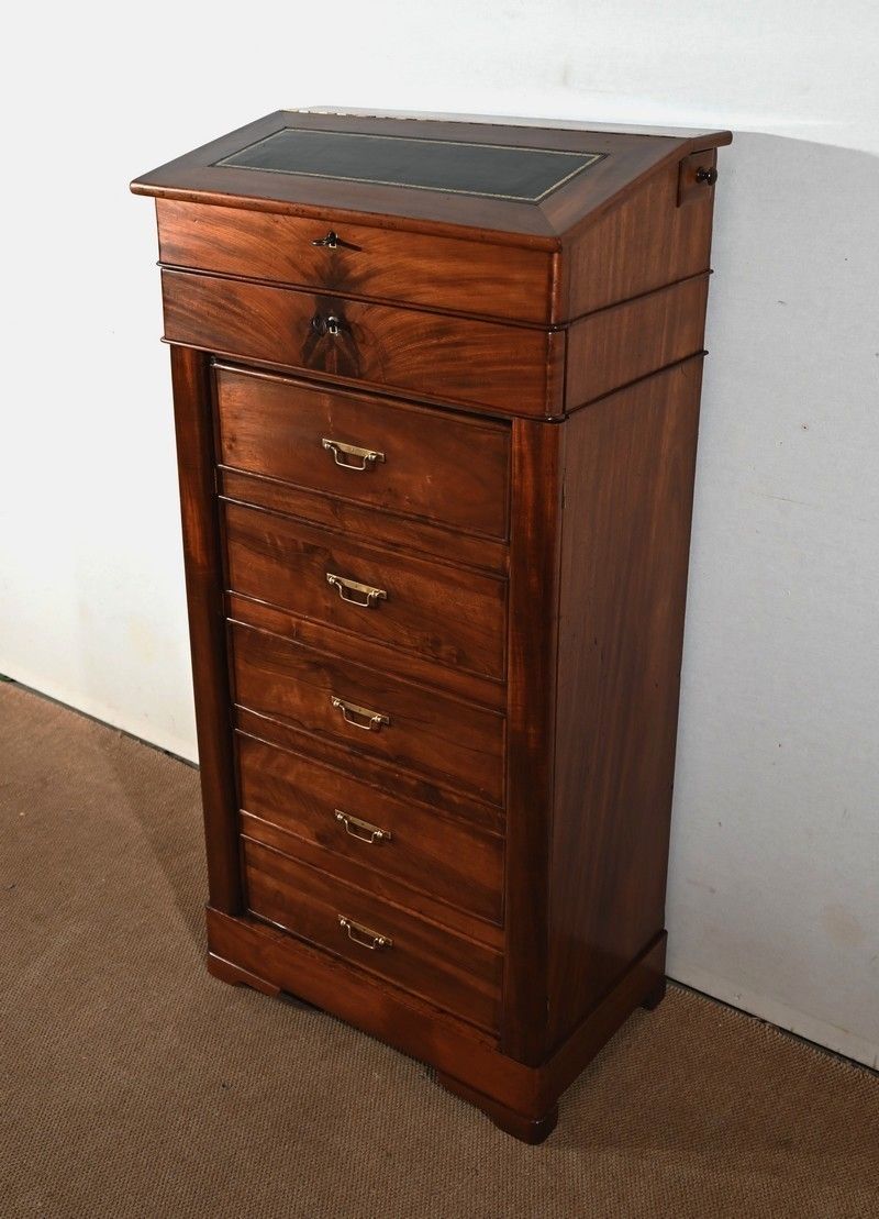 Faux Cartonnier Mahogany Desk, Restoration Period   1st Part Of The 19th Century photo Furniture