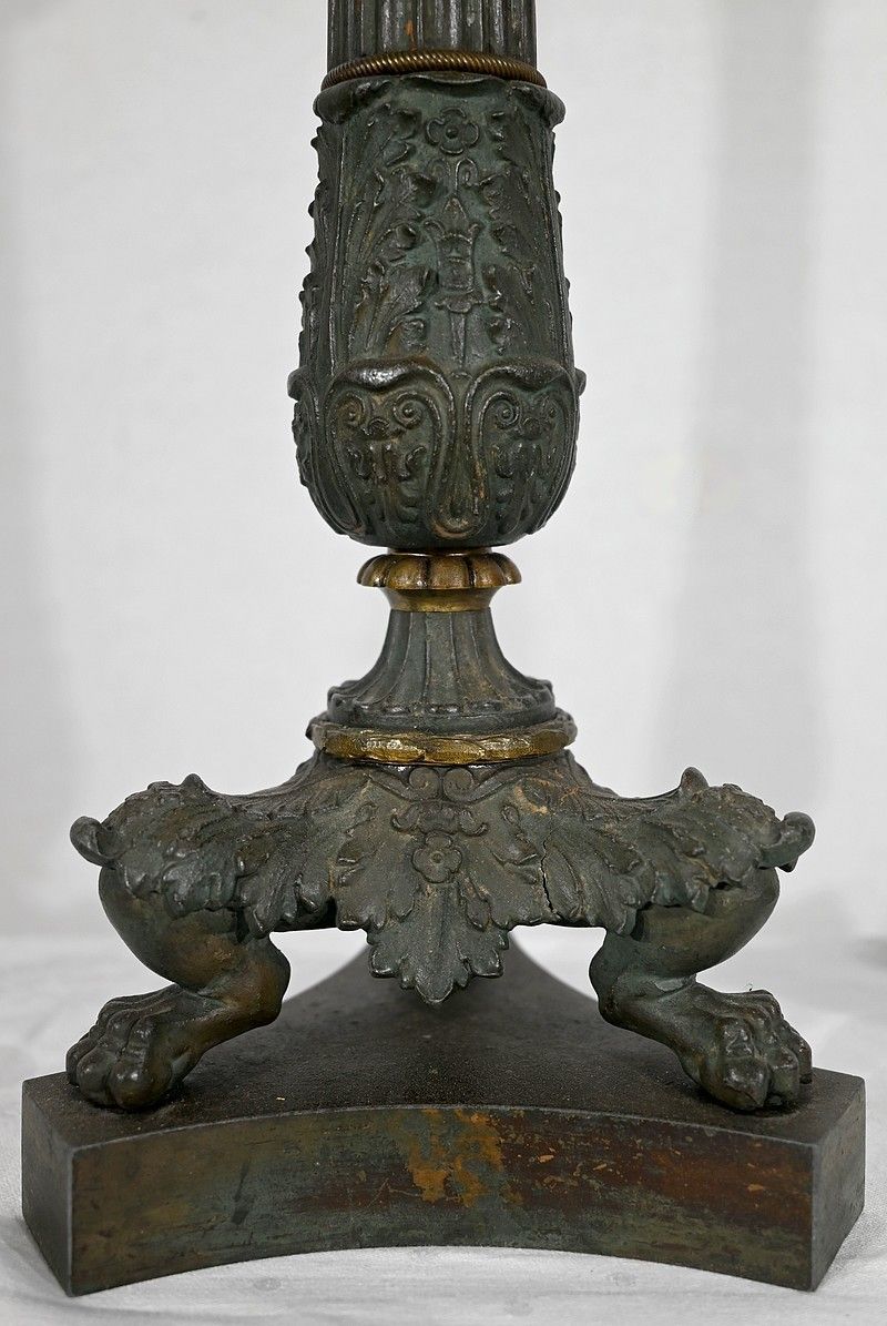 Pair Of Bronze Candlesticks, Restoration Period   Early 19th Century photo vintage