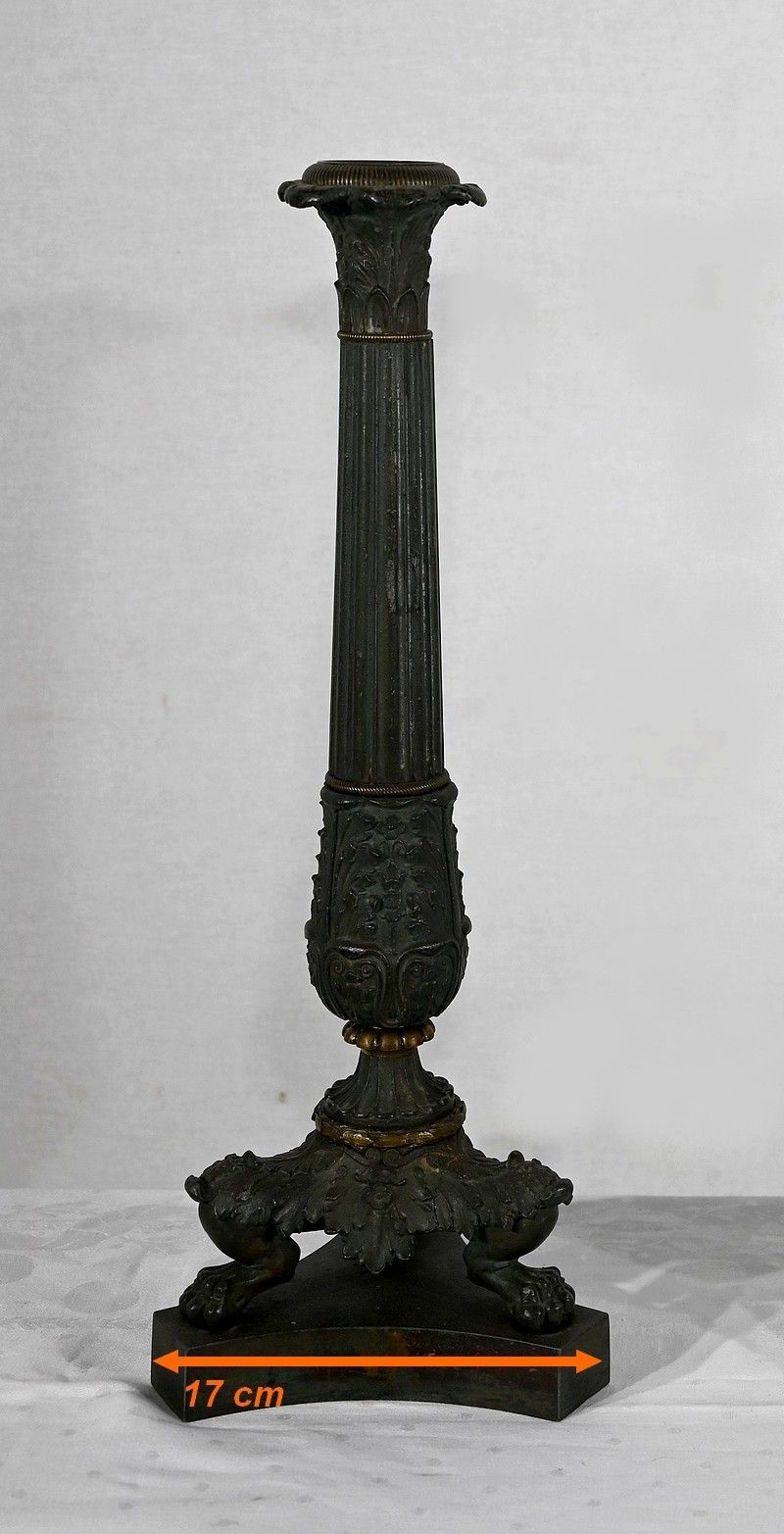 photo buy Pair Of Bronze Candlesticks, Restoration Period   Early 19th Century