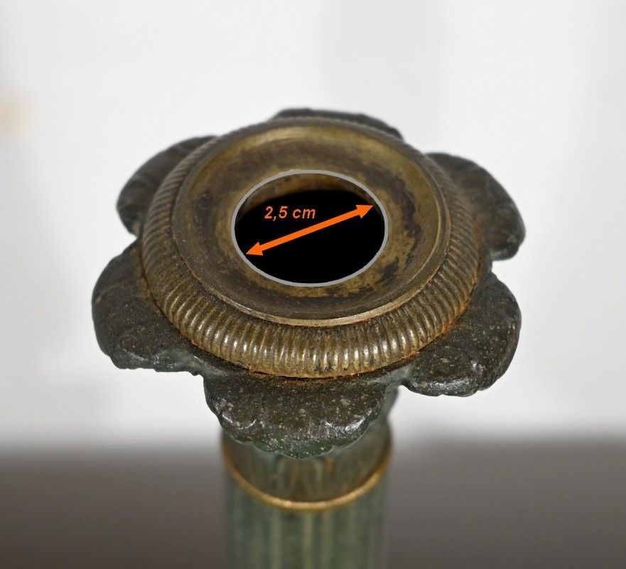 photo vintage Pair Of Bronze Candlesticks, Restoration Period   Early 19th Century