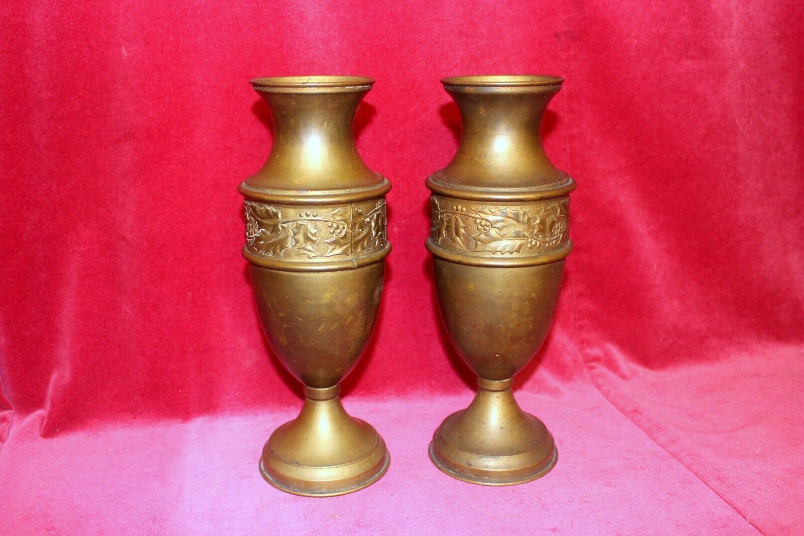 Antique Art Decor French Pair Vase Royal Palace Copper Brass Bottle Jar