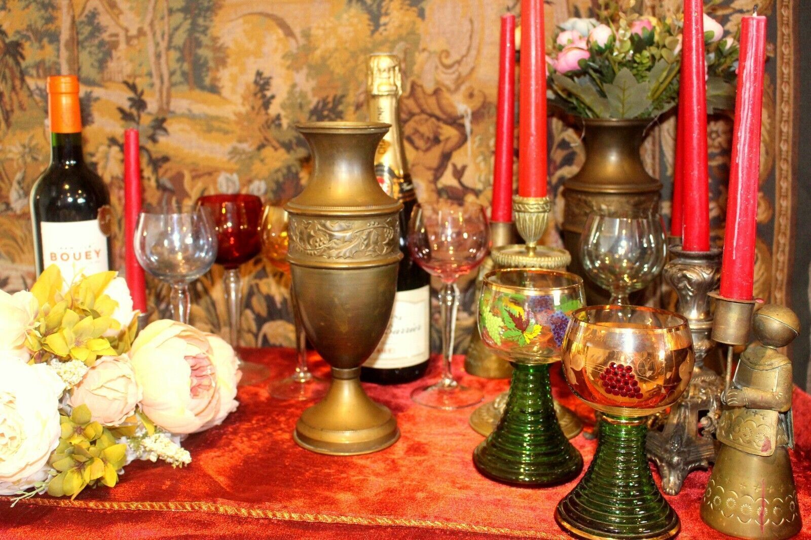 Antique Art Decor French Pair Vase Royal Palace Copper Brass Bottle Jar photo furniture