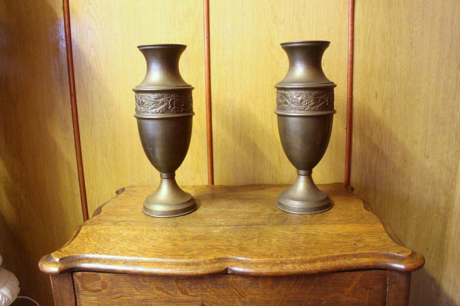 Antique Art Decor French Pair Vase Royal Palace Copper Brass Bottle Jar photo Home Decor
