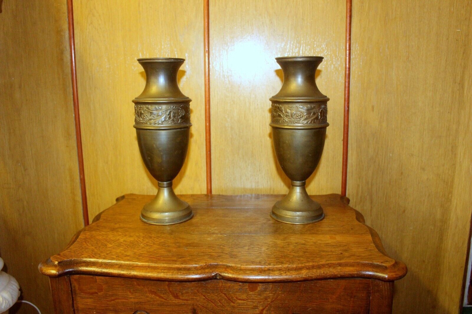 Antique Art Decor French Pair Vase Royal Palace Copper Brass Bottle Jar photo 59.0