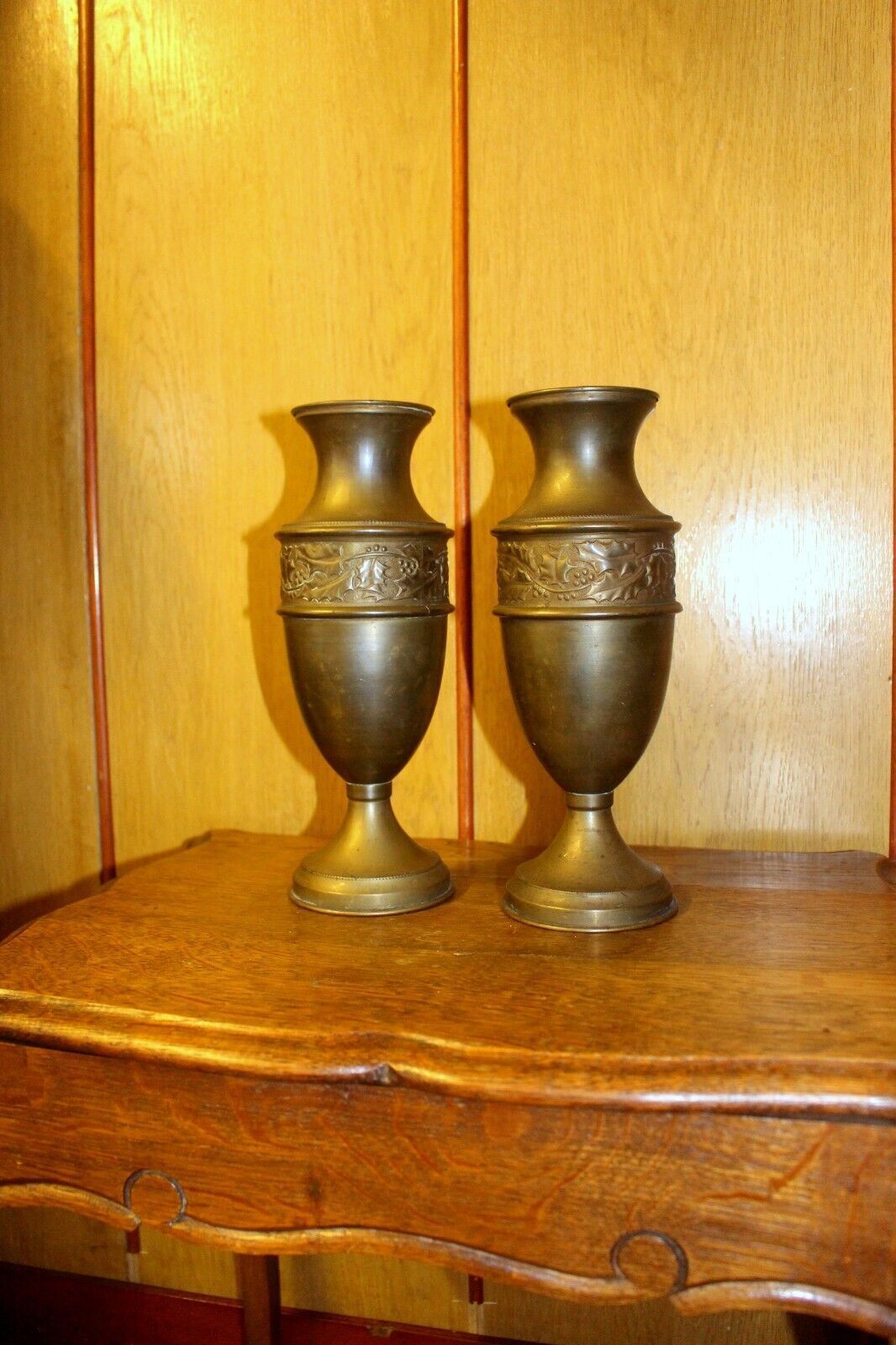 Antique Art Decor French Pair Vase Royal Palace Copper Brass Bottle Jar photo vinterior
