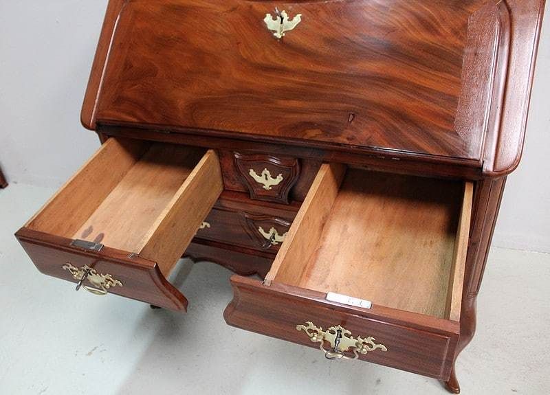 Shipowner's Desk In Mahogany, Nantes Region, Louis XV Period   18th Century photo for sale