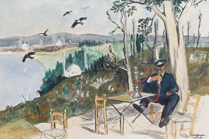 Man Smoking Shisha In Istanbul  By Yves Brayer (1933) photo furniture