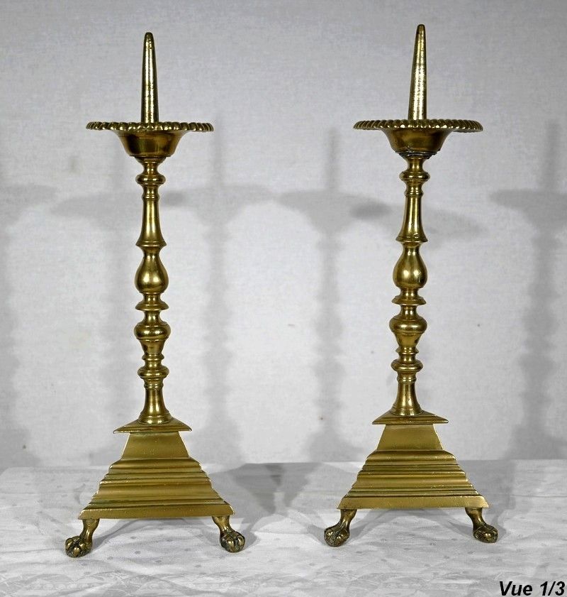 photo vinterior Pair Of Candlesticks In Gilt Bronze   2nd Half Of The 19th Century