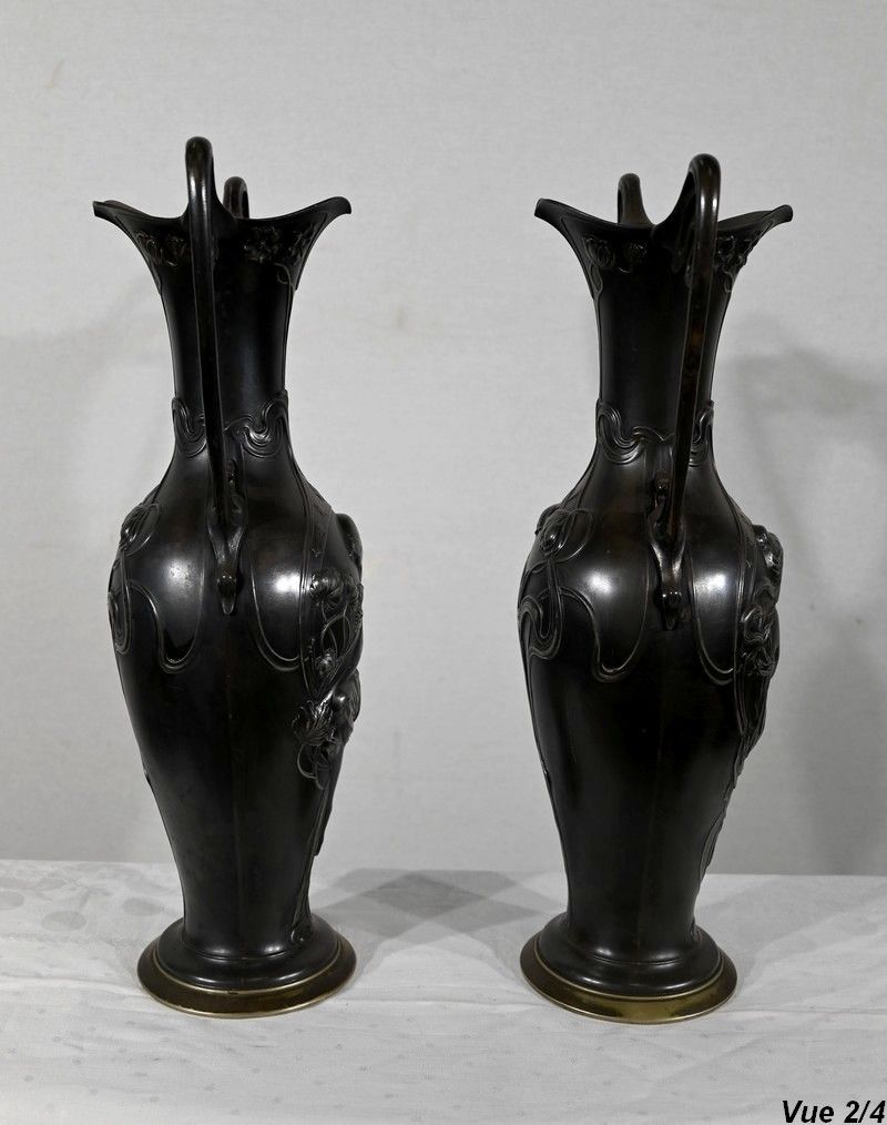 photo buy Important Pair Of Pewter Vases, Art Nouveau   1900